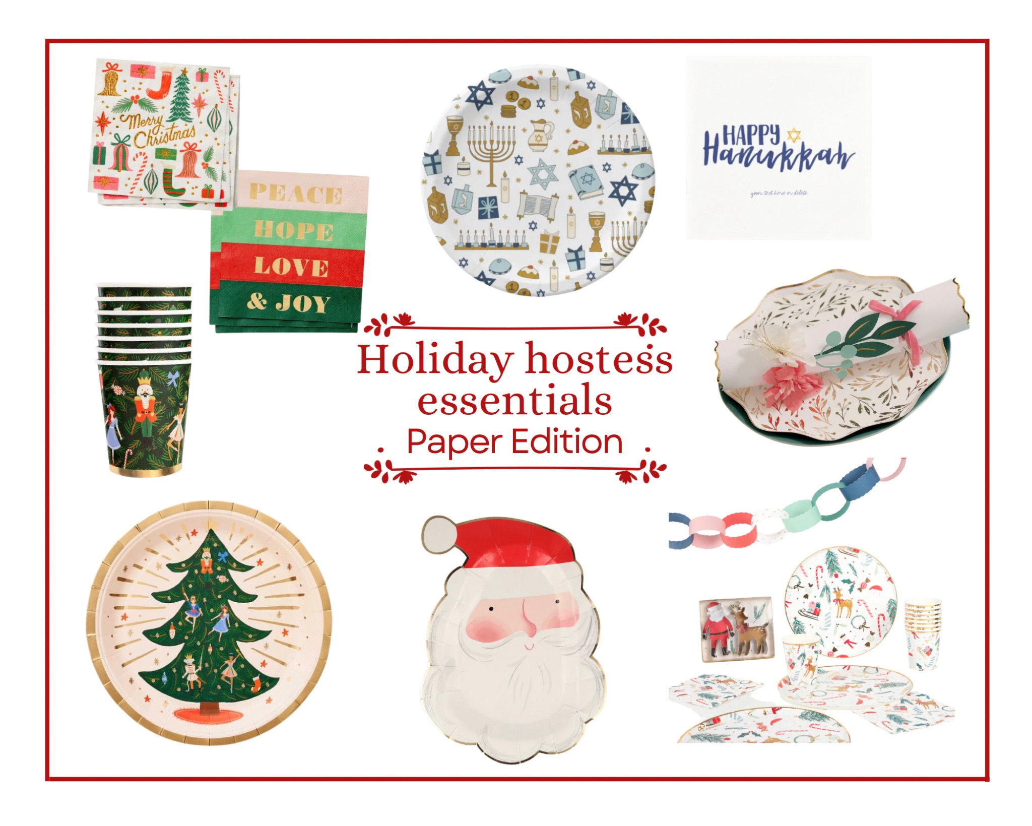 Holiday hosting can also use cute paper dinnerware! Holiday, Christmas, Hanukkah, dinnerware, paper dinnerware, paper plates, paper napkins

#LTKSeasonal #LTKHoliday #LTKunder50