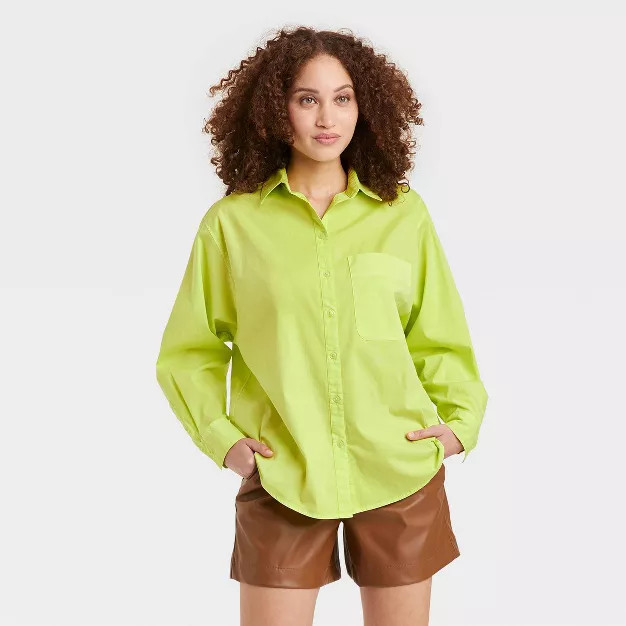 Women's Long Sleeve Button-Down Boyfriend Shirt - A New Day™ | Target