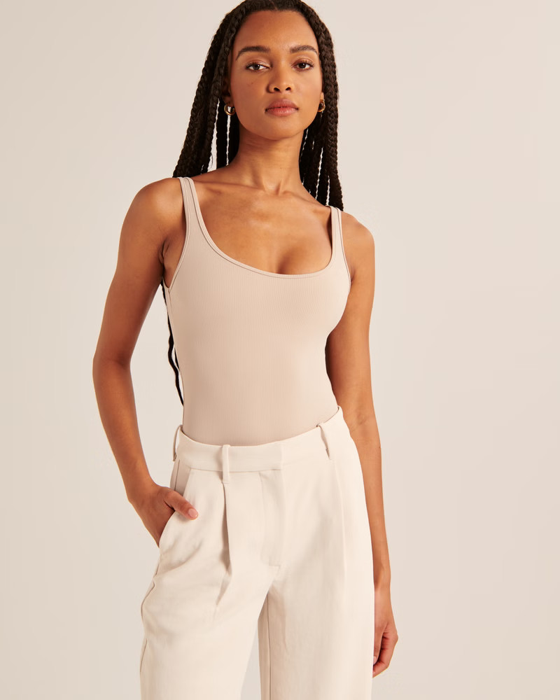 Seamless Rib Fabric Scoopneck Bodysuit | Abercrombie & Fitch (US)