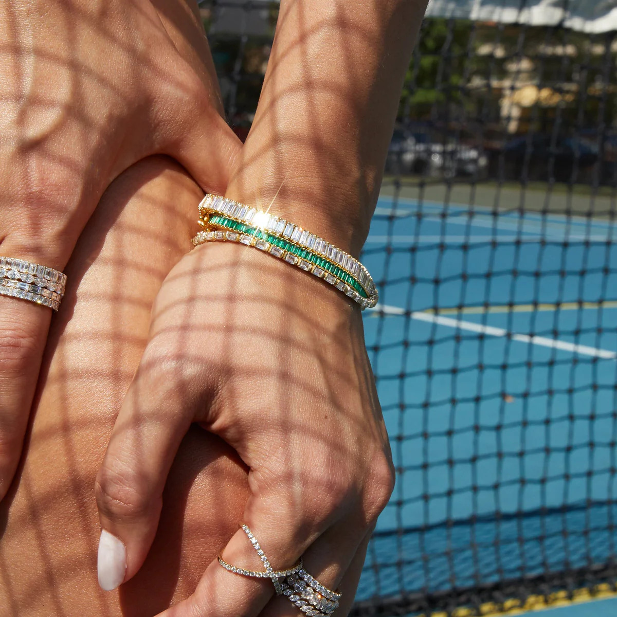 Green Emerald Baguette Tennis Bracelet | AUrate New York