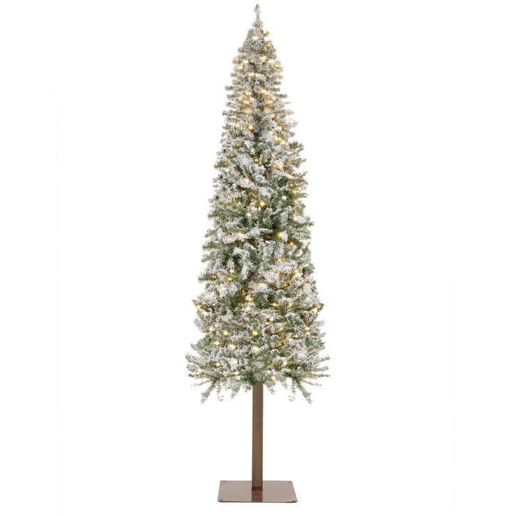 Best Choice Products Pre-Lit Snow Flocked Pencil Alpine Christmas Tree Holiday Decoration w/ LED ... | Target