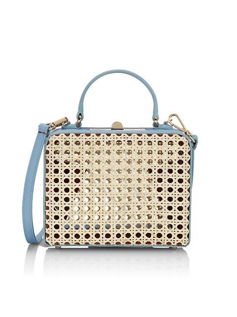 Mini Luna Leather & Rattan Box Bag | Saks Fifth Avenue