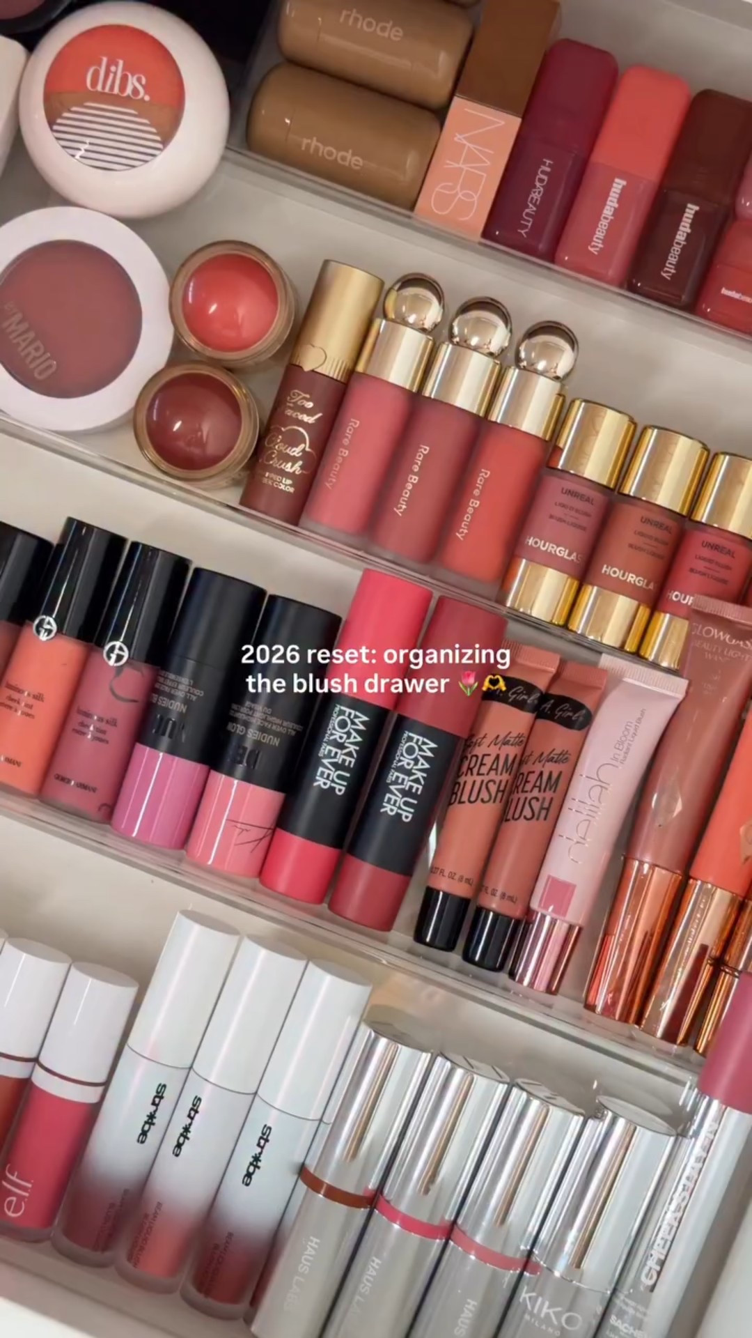organizing my makeup one drawer at a time 😌🌷🫶 #2026reset #makeuporganization #blushcollection #makeupcollection #makeupvanity
