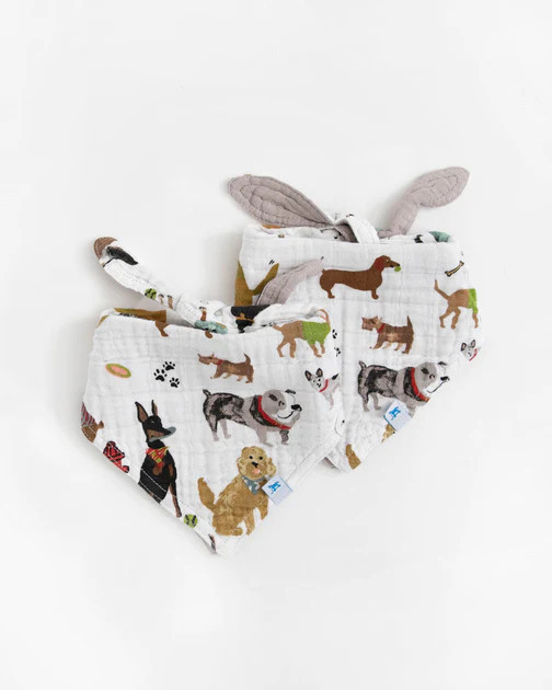 Cotton Muslin Reversible Bandana Bib 2 Pack - Woof | Little Unicorn