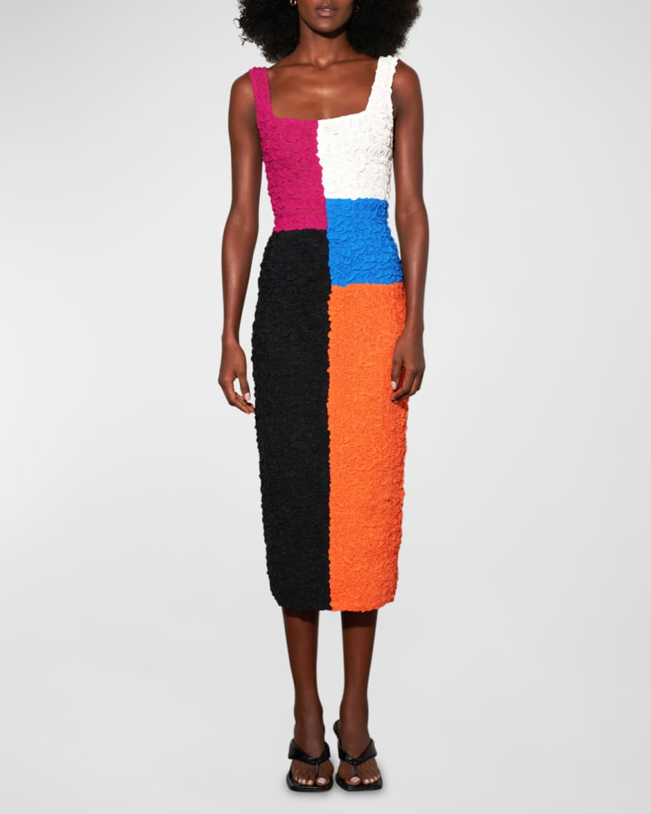 Mara Hoffman Sloan Popcorn Sleeveless Colorblock Midi Dress | Neiman Marcus