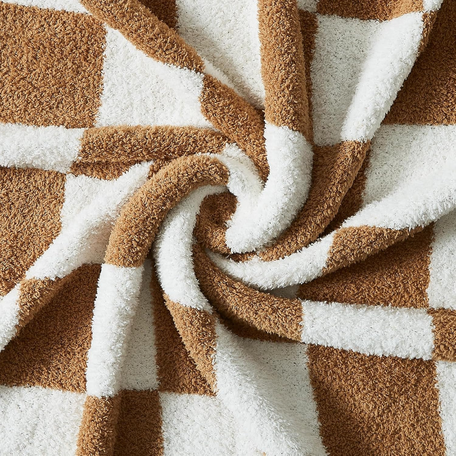 WRENSONGE Checkered Throw Blanket, Burnt Orange Microfiber Soft Cozy Fluffy Warm Hand Made Throw ... | Amazon (US)