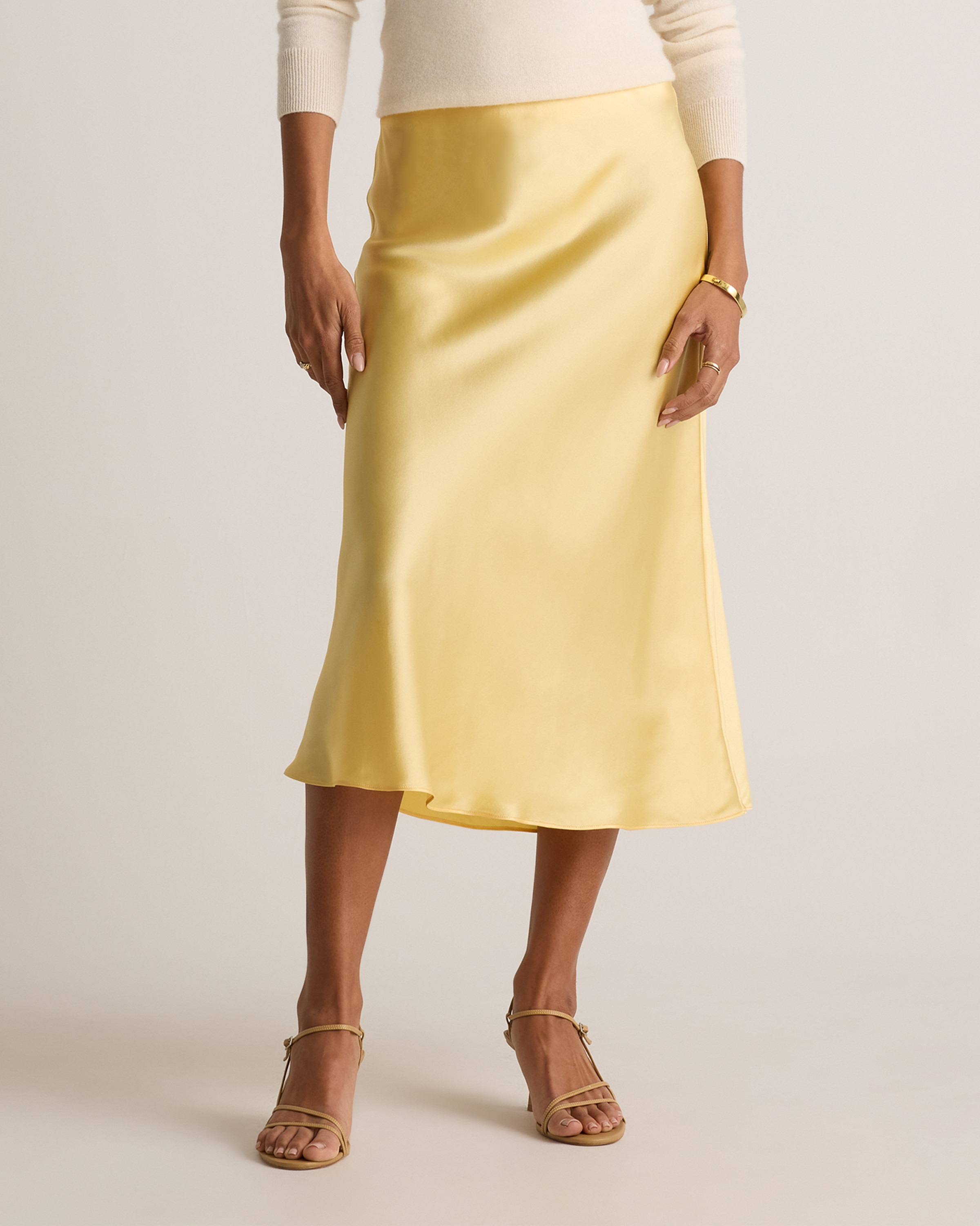 Quince | Women's Skirt in Butter Yellow, Size Medium, Silk | Quince
