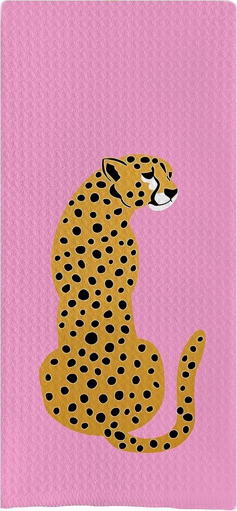 Pink Kitchen Towels,Preppy Cheetah Leopard Waffle Weave Kitchen Dish Towel Cloth Decor,Preppy Bat... | Amazon (US)