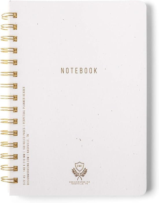 DesignWorks Ink Textured Paper Twin Wire Notebook, Daily Planner,Soft Cover Writing Journal, 160 ... | Amazon (US)