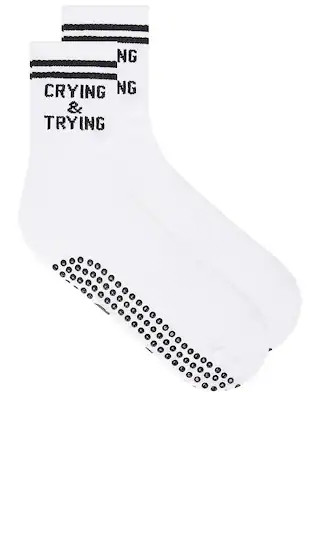 Crying & Trying Grip Socks in White | Revolve Clothing (Global)