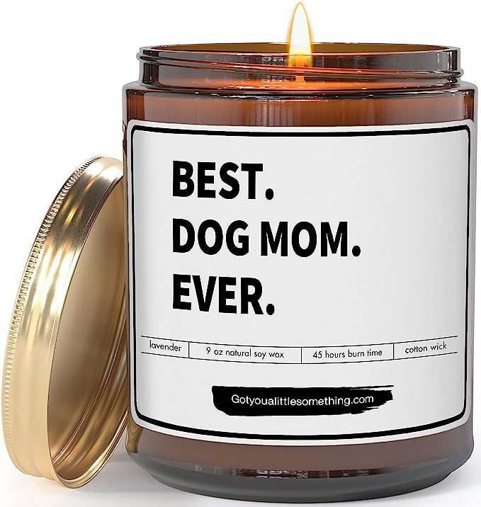 Best Dog Mom - 9oz Soy Candle ; Unique Dog Lovers Gifts for Women, Dog Mom Gift from Dog, Thought... | Amazon (US)