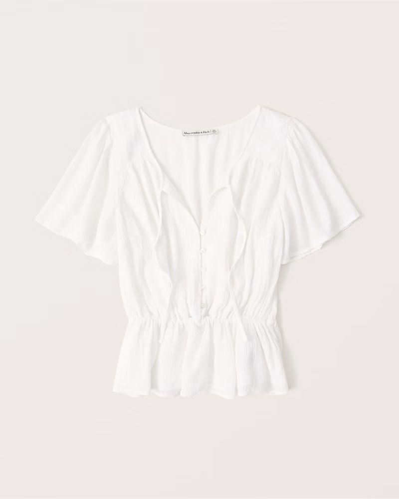Short-Sleeve Flutter Sleeve Top | Abercrombie & Fitch (US)