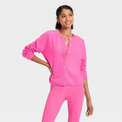 Women's Button-Up Cardigan Sweater - JoyLab™ Neon Pink XXL | Target