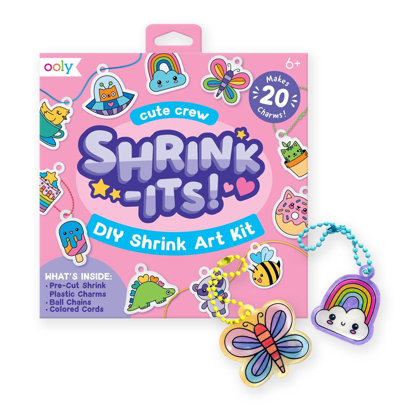 Ooly Shrink-Its 28 PC DIY Shrinking Art Kit That Creates Charms and Tags, Includes 20 Plastic Pre Cut Charms and More, No Mess Art for Kids, DIY Creative Activity, Ideal Party Favor - Cute Crew | Amazon (US)