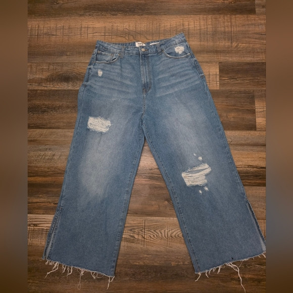 Kensie Distressed Wide Leg Blue Jeans | Poshmark