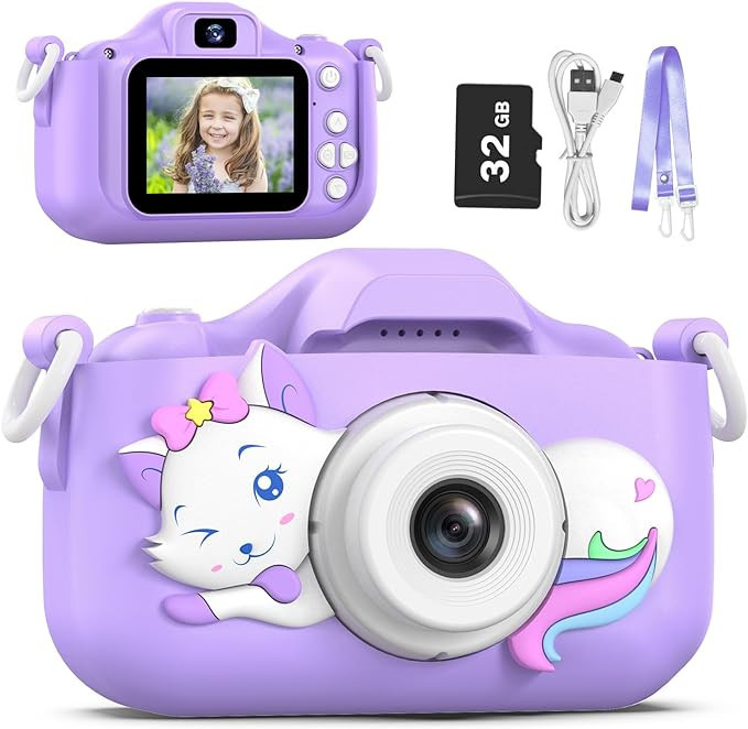 Goopow Kids Selfie Camera Toys for Girls Age 3-9,Children Digital Video Camera Toy with Cat Soft ... | Amazon (US)
