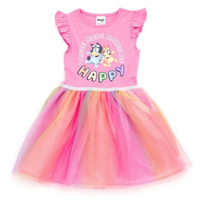 Bluey Bingo Little Girls Tulle Dress Pink 7-8 | Target