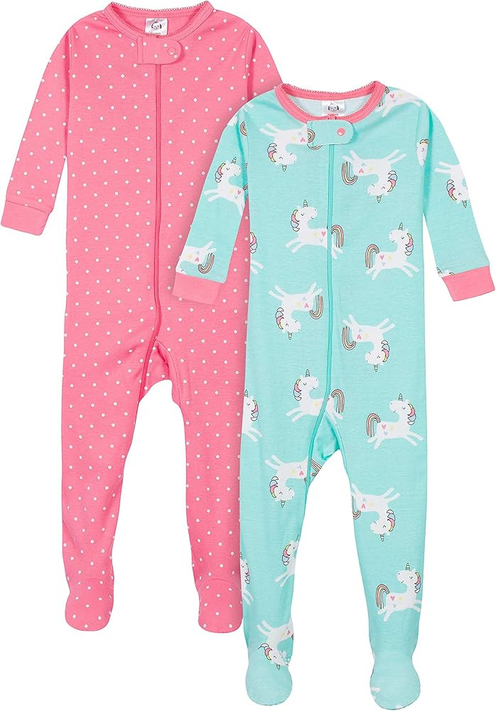 Gerber Baby-Girls 2-Pack Footed Pajamas | Amazon (US)