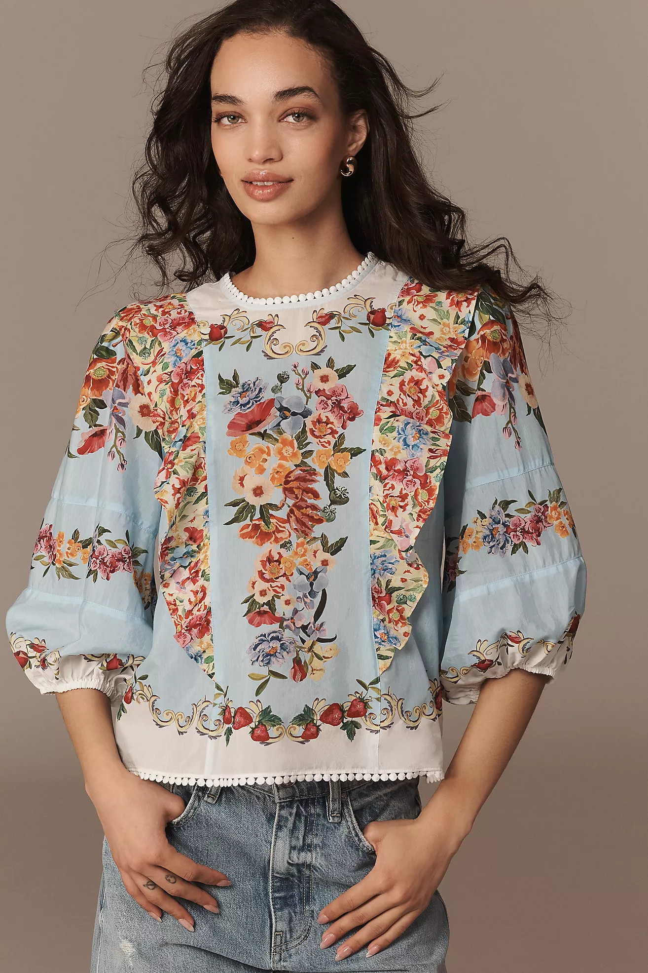 Farm Rio x Anthropologie Bubble-Sleeve Top | Anthropologie (US)