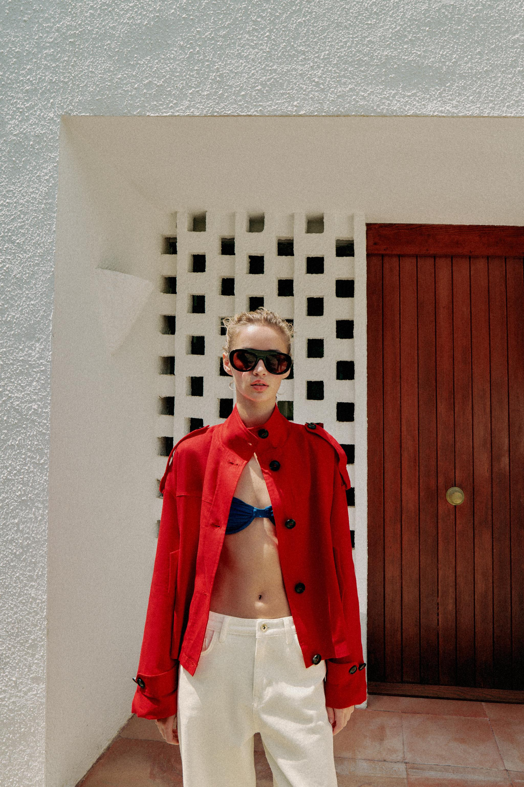 LINEN HIGH-COLLAR JACKET | Zara US
