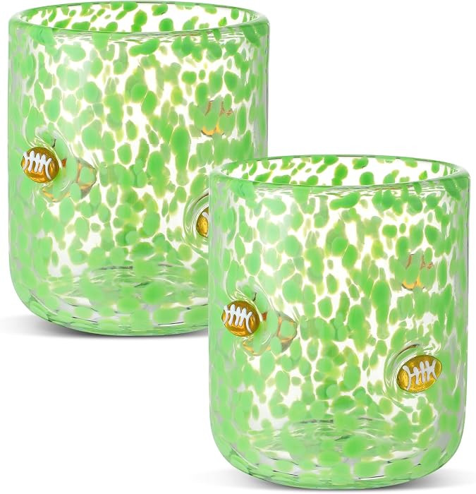 SiliFine 2 PCS Football Icon Glass Cups, Green | Amazon (US)