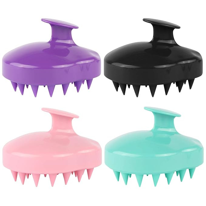 4 Packs Silicone Hair Scalp Massager Shampoo Brush Head Scrubber Dandruff Brush for Women Men or ... | Amazon (US)
