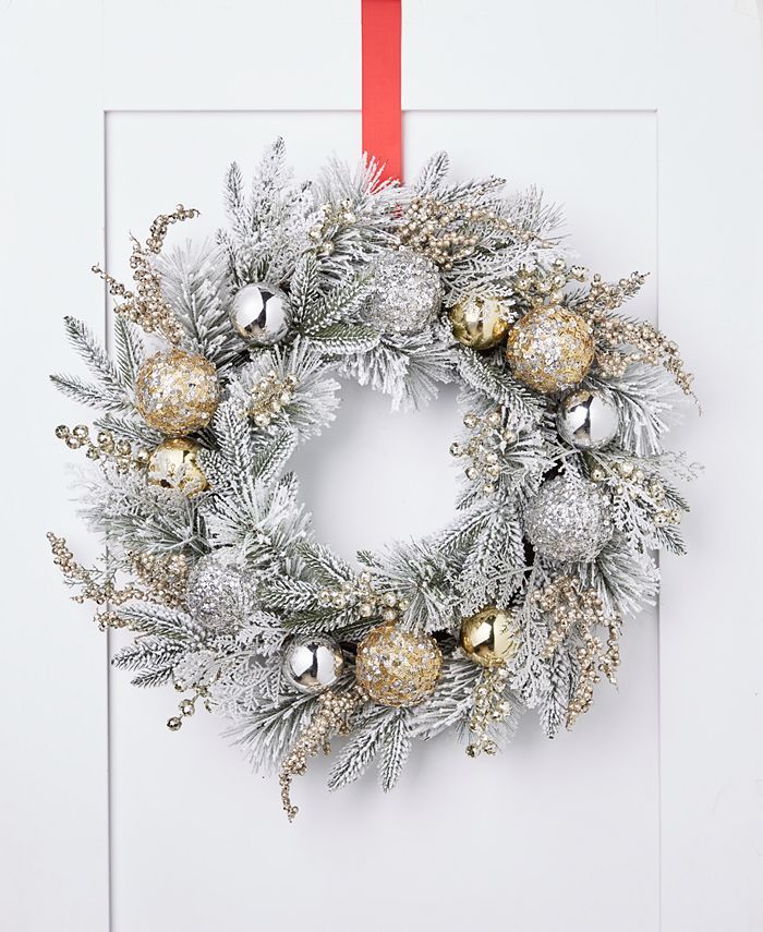 Holiday Lane Shine Bright Pine Wreath with Gold & Silver Ball Ornaments, Created for Macy's & Rev... | Macys (US)