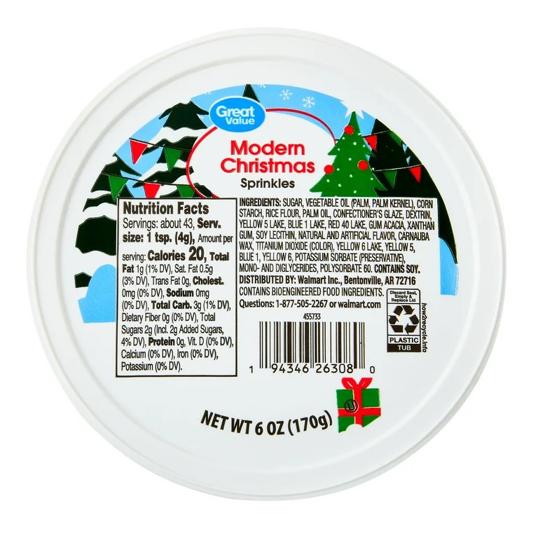 Great Value Modern Christmas Sprinkles, Multicolor, 6 oz - Walmart.com | Walmart (US)