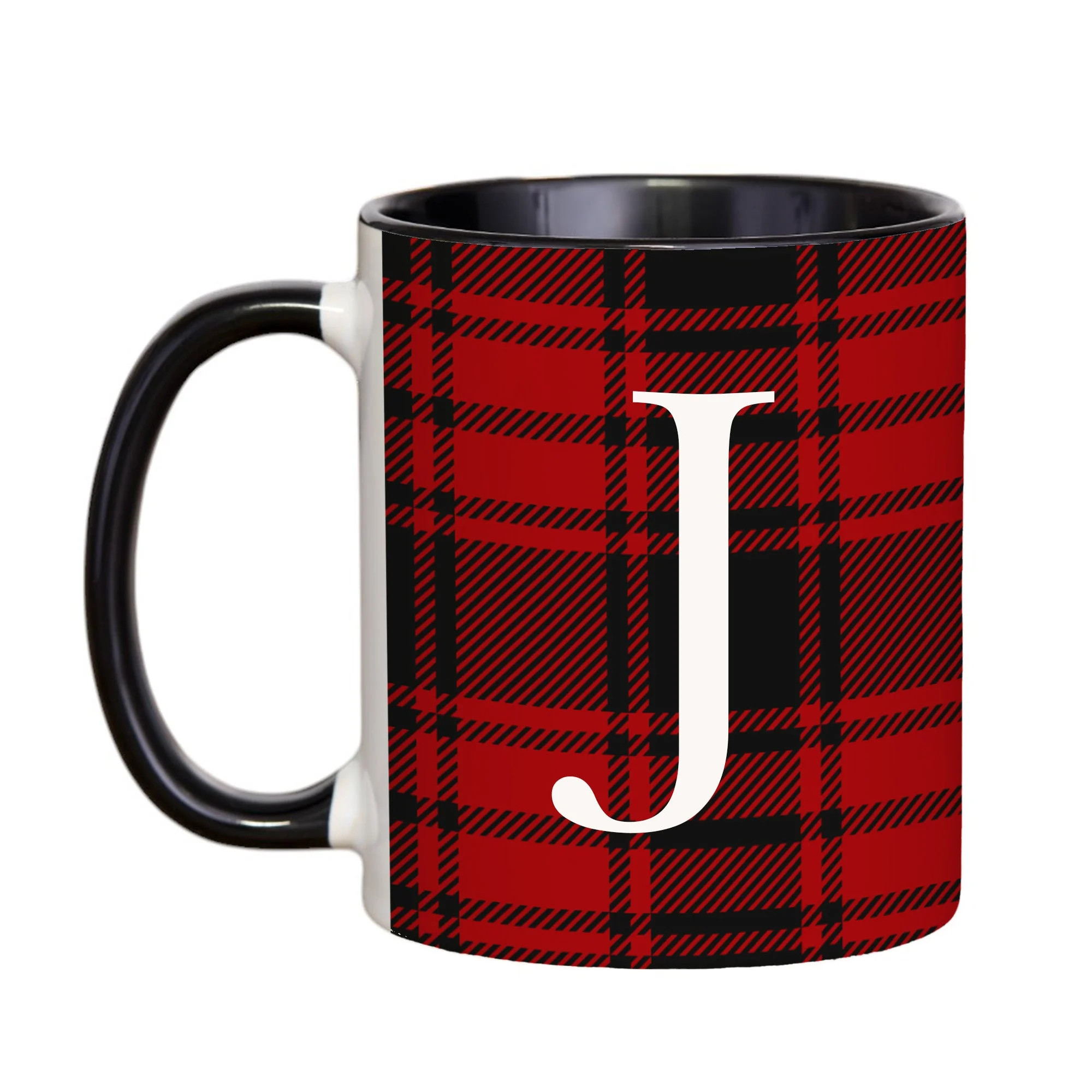 Personalization Mall Christmas Red Plaid Initial Coffee Mug | Walmart (US)