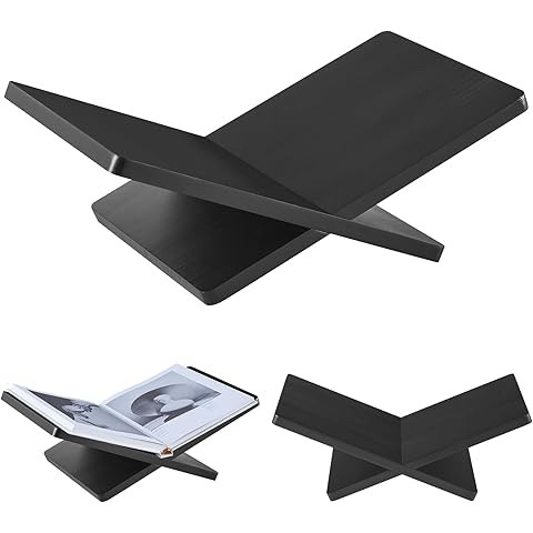 Honygebia Solid Wood Book Stands - Cross Frame Black Oak Wooden Book Holder, Open Bookstand for D... | Amazon (US)
