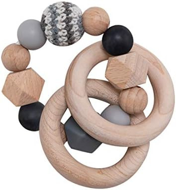 Wooden Teether Baby Teether Nursing Bracelet Silicone Teething Beads Wooden Teething Ring Infant ... | Amazon (US)
