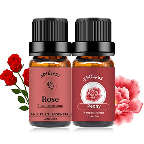 yethious Rose Essential Oil Organic Flower Natrual Peony Essential Oil for Diffuser, Skin Care, Soap/Candles Making - 2 X 10ML Essential Oil Set Gift | Amazon (US)