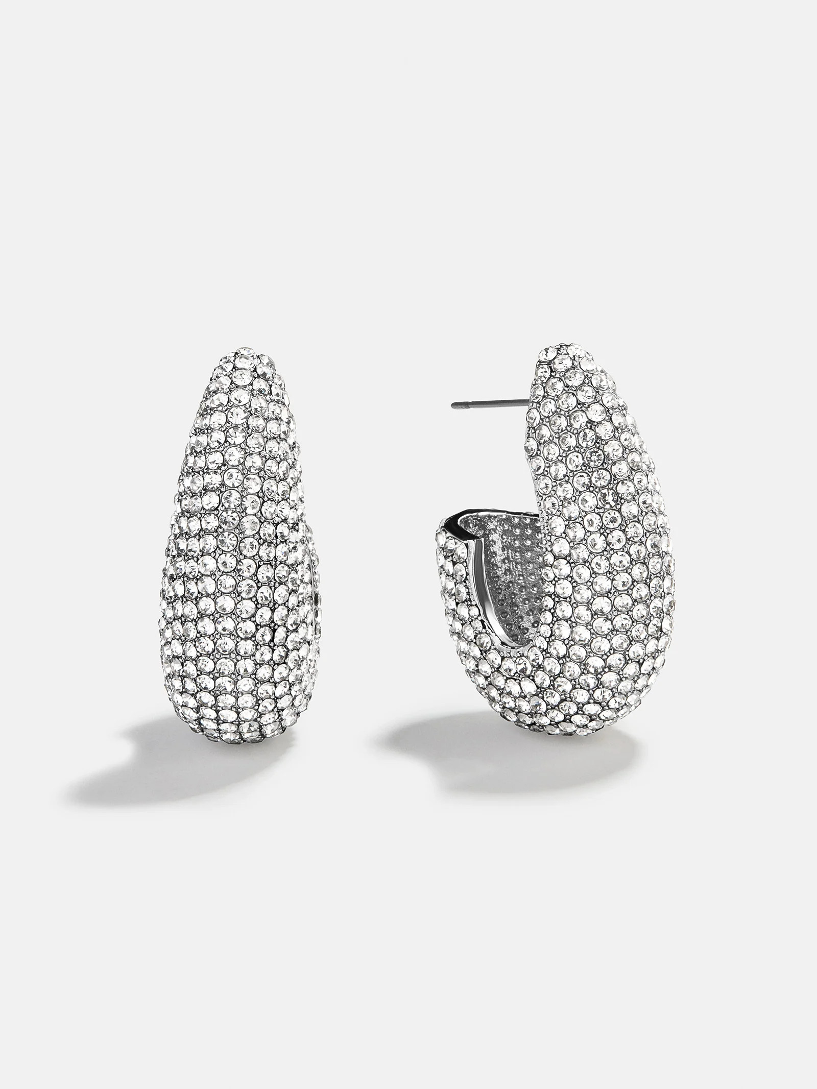 Sloane Crystal Hoop Earrings - Silver/Pavé | BaubleBar