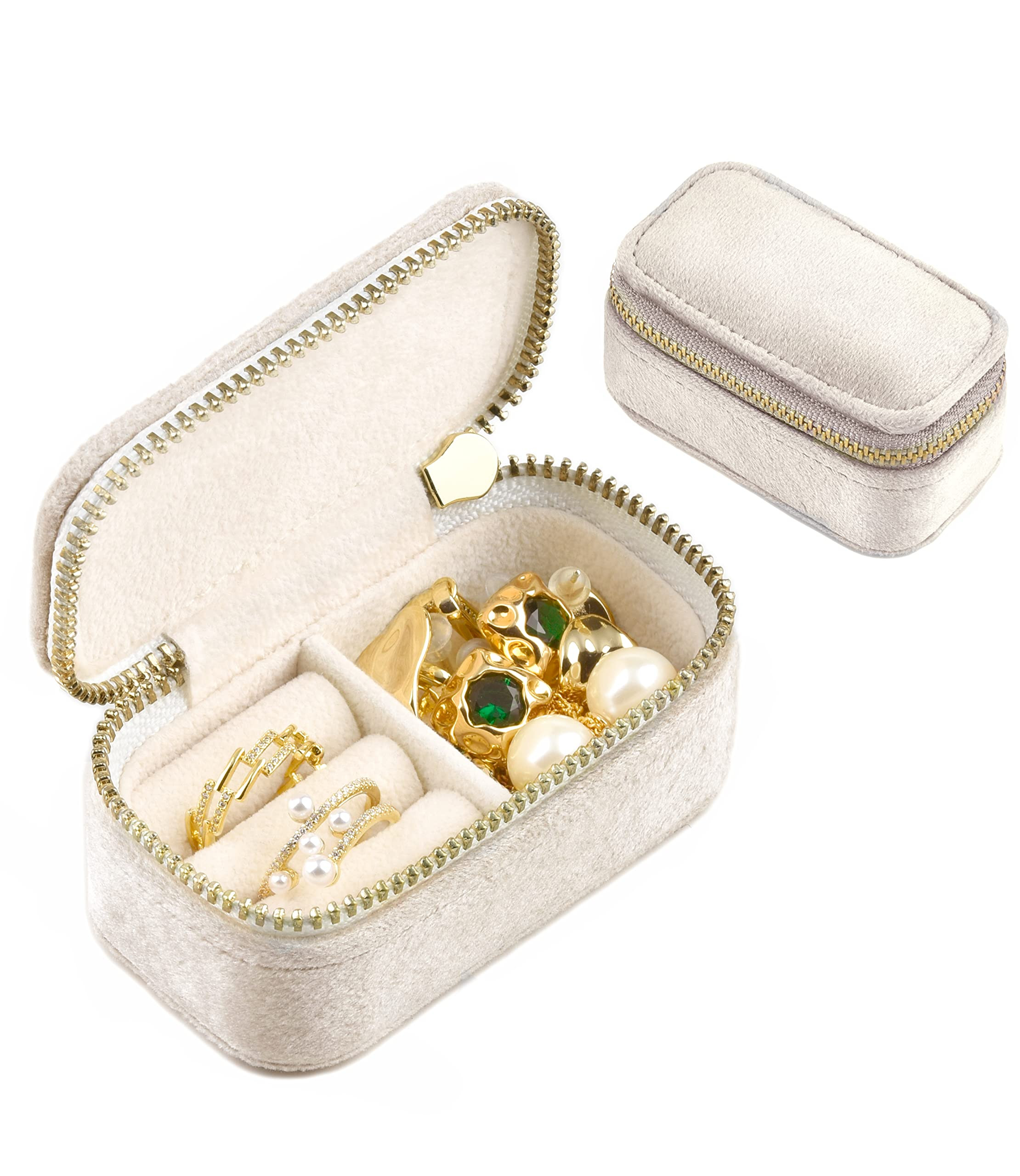 TAIMY Mini Jewelry Travel Case, Velvet Small Travel Jewelry Box, Portable Jewelry Travel Organize... | Amazon (US)