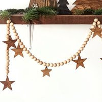 Wood Christmas Garland, Boho Garland, Yarn Decor, Rustic Christmas, Scandi Style Handmade Wooden | Etsy (US)