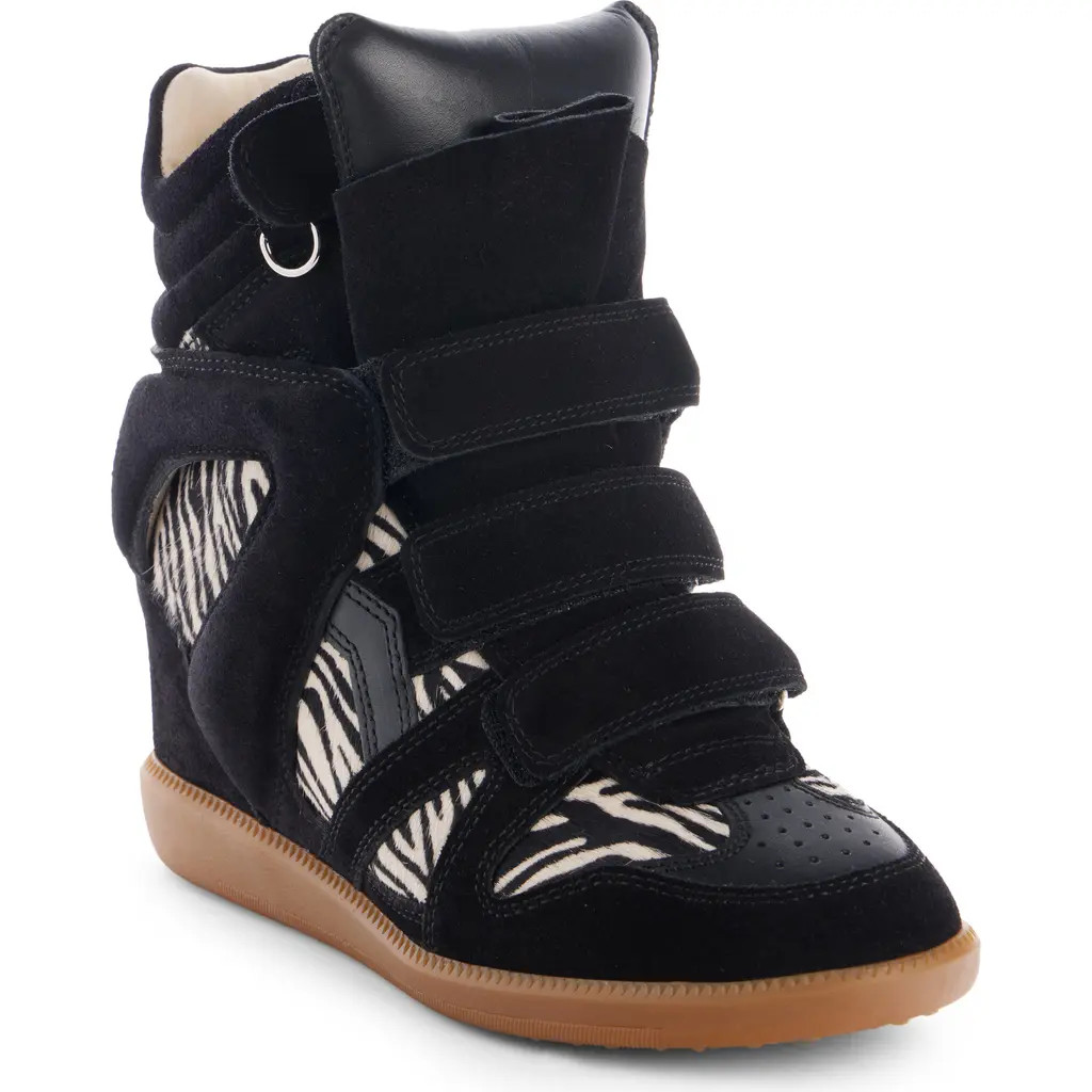 Isabel Marant Bekett High Top Wedge Sneaker in Black/zebra at Nordstrom, Size 35 | Nordstrom