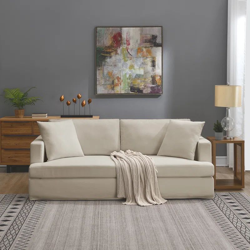 Gilba 84.6'' Wide Arm Upholstered Slipcovered Sofa | Wayfair North America