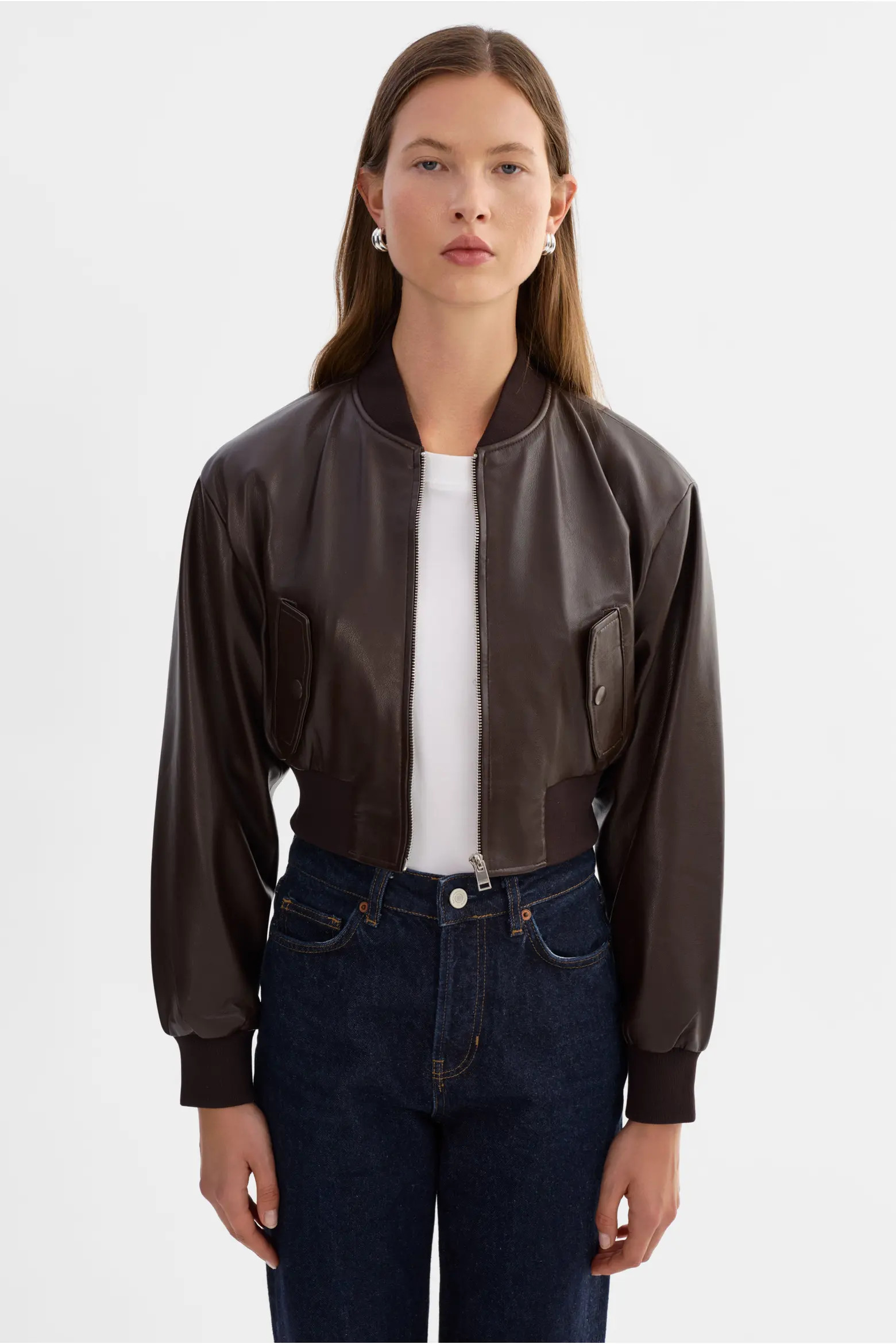 EVELIN | Cropped Faux Leather Bomber Jacket (Women) | Nordstrom | Nordstrom
