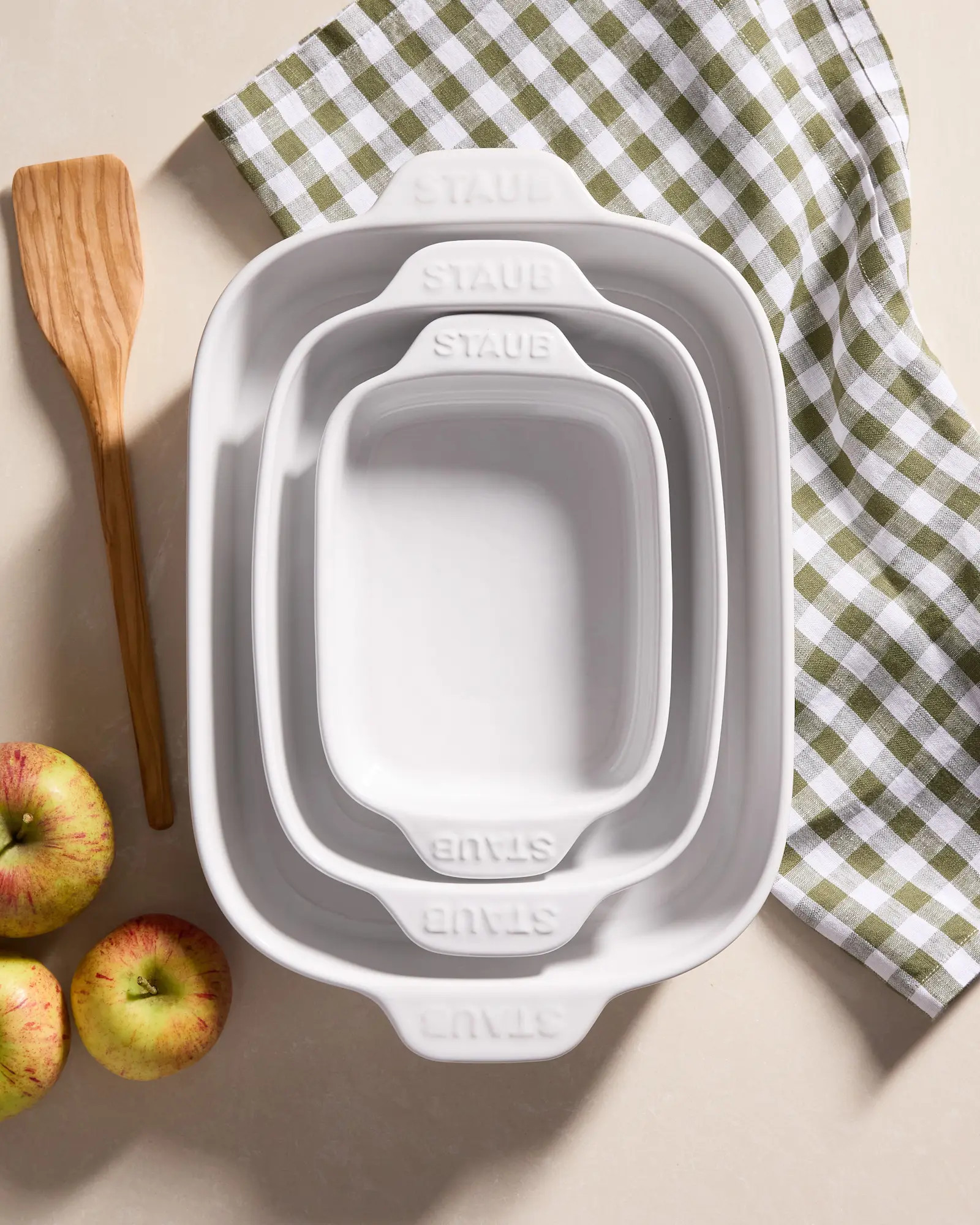 Staub Nested Rectangular Bakers, Set of 3 in Dune | Quince