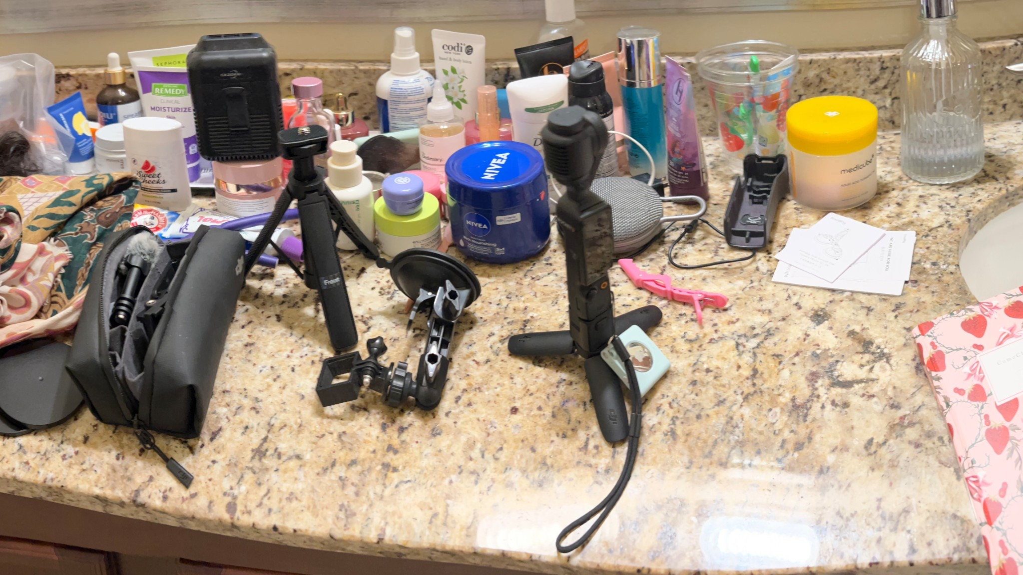 I pray your countertop is way better than mine but this is what filming in the bathroom looks like ￼

#LTKBeauty #LTKselfcare #LTKvlog