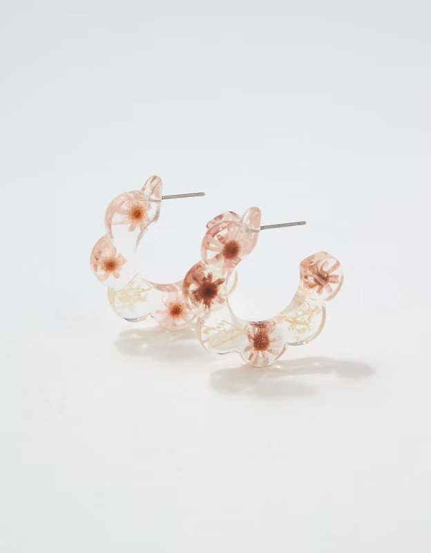 AEO Floral Resin Hoop Earring | American Eagle Outfitters (US & CA)