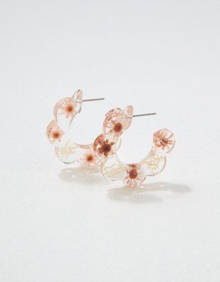 AEO Floral Resin Hoop Earring | American Eagle Outfitters (US & CA)