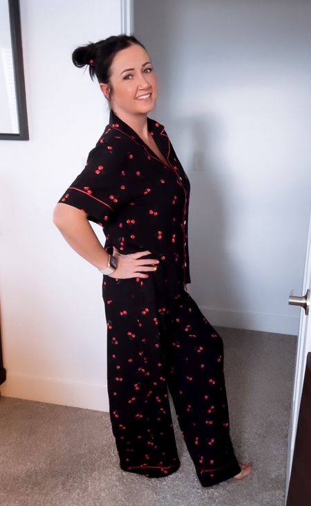 New cherry print pjs that are so comfortable and buttery soft. Also comes in white as well as a short set option in both black and white. 

#JoyousAndFreeLounge #JoyousAndFreePartner #bejoyousandfree #ad

#LTKover40 #LTKfindsunder100 #LTKstyletip