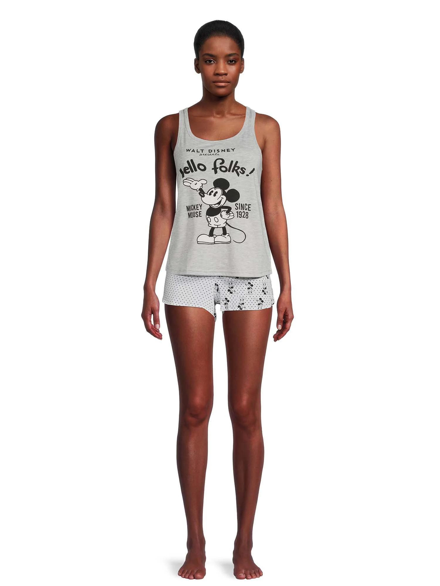 Disney Mickey Mouse Women's and Women's Plus Shorty Pajama Set, 2-Piece | Walmart (US)