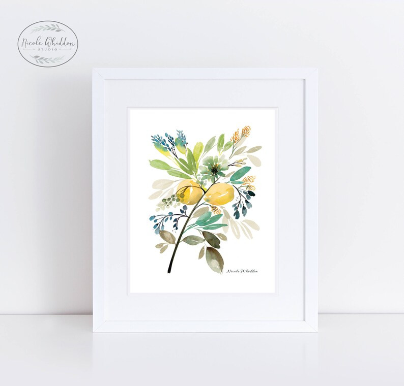 YELLOW WATERCOLOR PRINT Contemporary Print Coastal Wall Art | Etsy | Etsy (US)