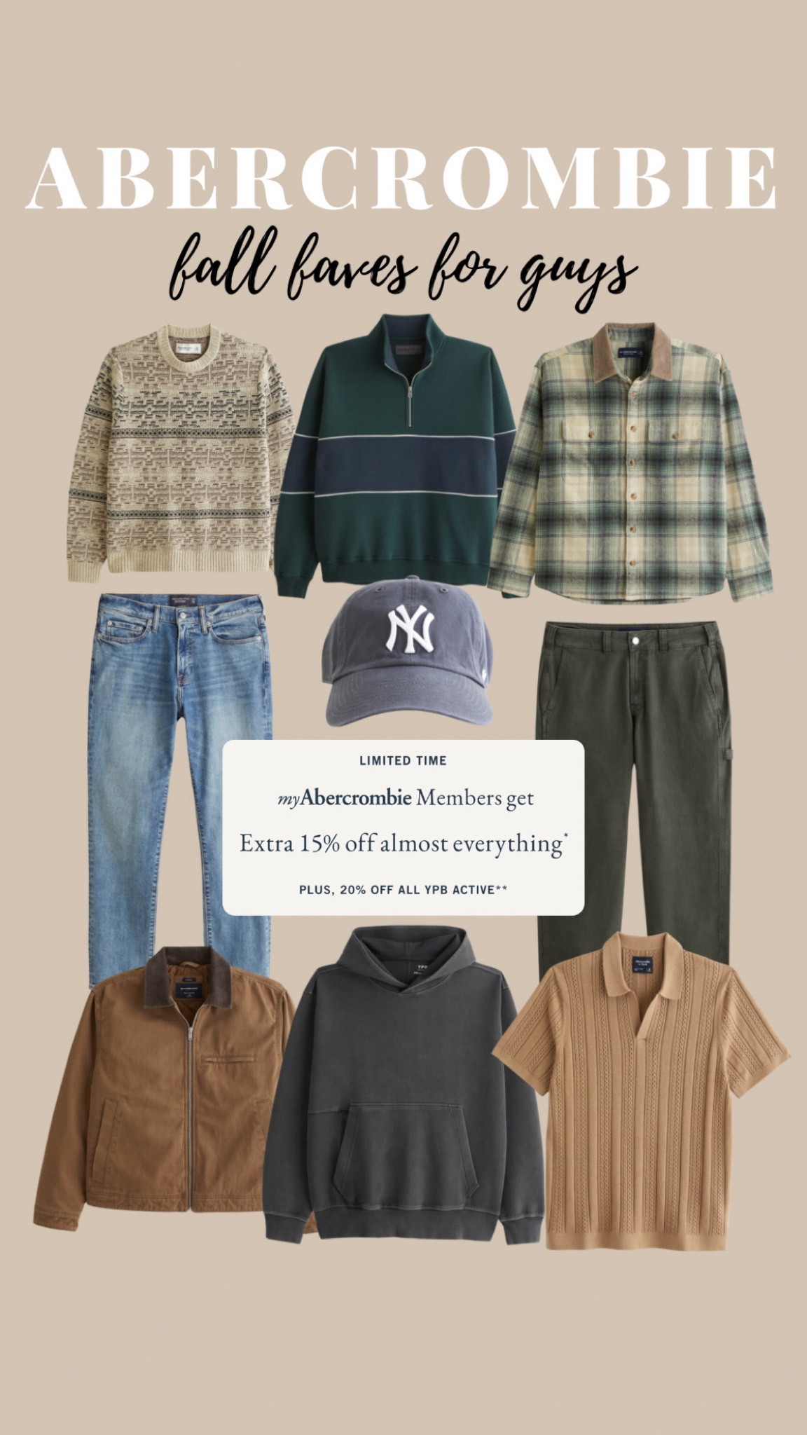 Fall faves for guys from Abercrombie! 15% off for myAbercrombie members 

#LTKSeasonal #LTKSaleAlert #LTKMens