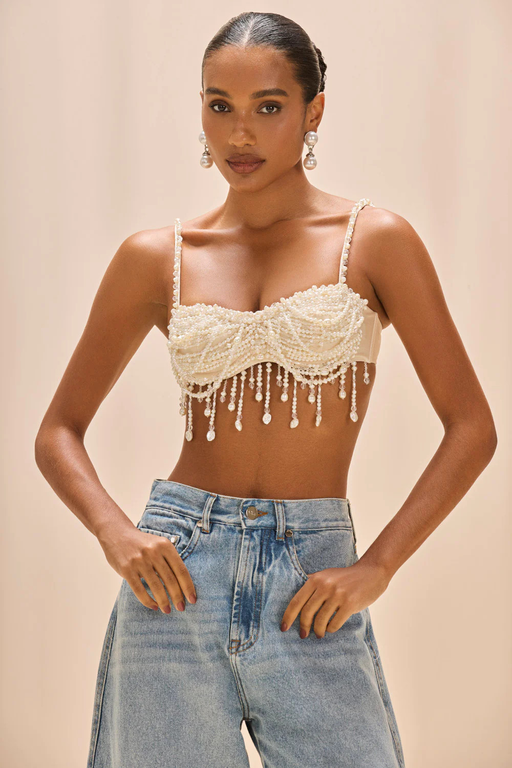 PEARL DUST EMBROIDERY BRA TOP | PatBO