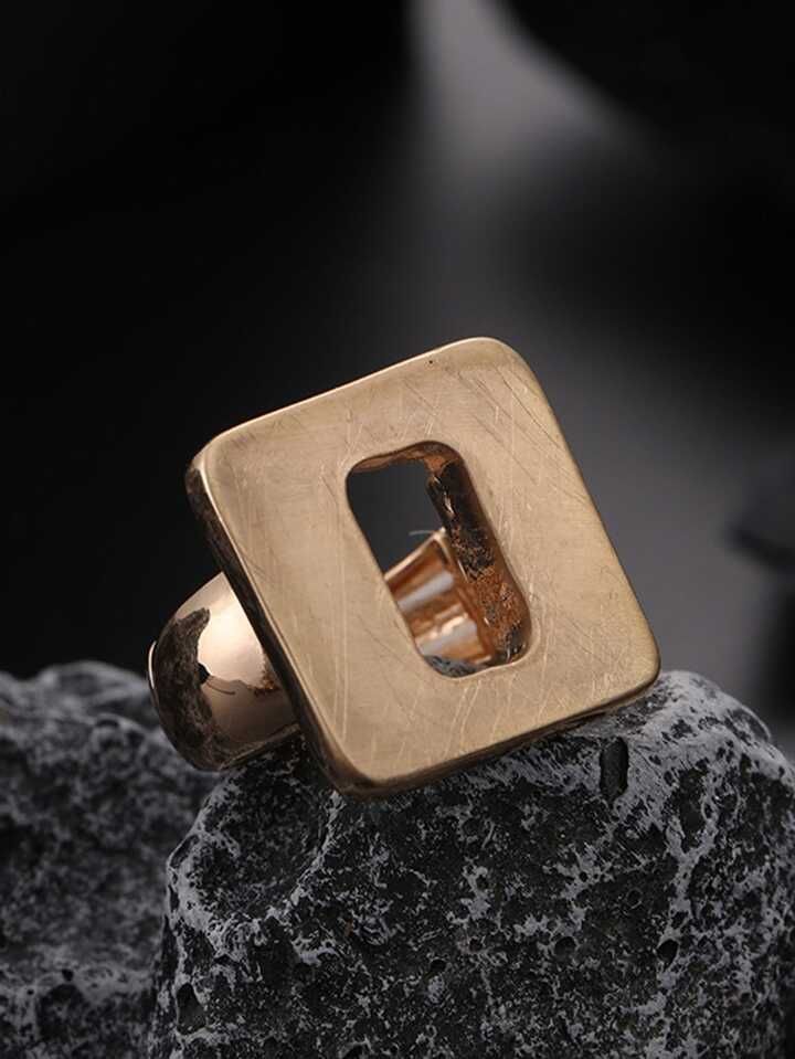 1PC Vintage Big Square Rings For Women Gold Color Silver Color Fashion Statement Jewelry Gothic A... | SHEIN