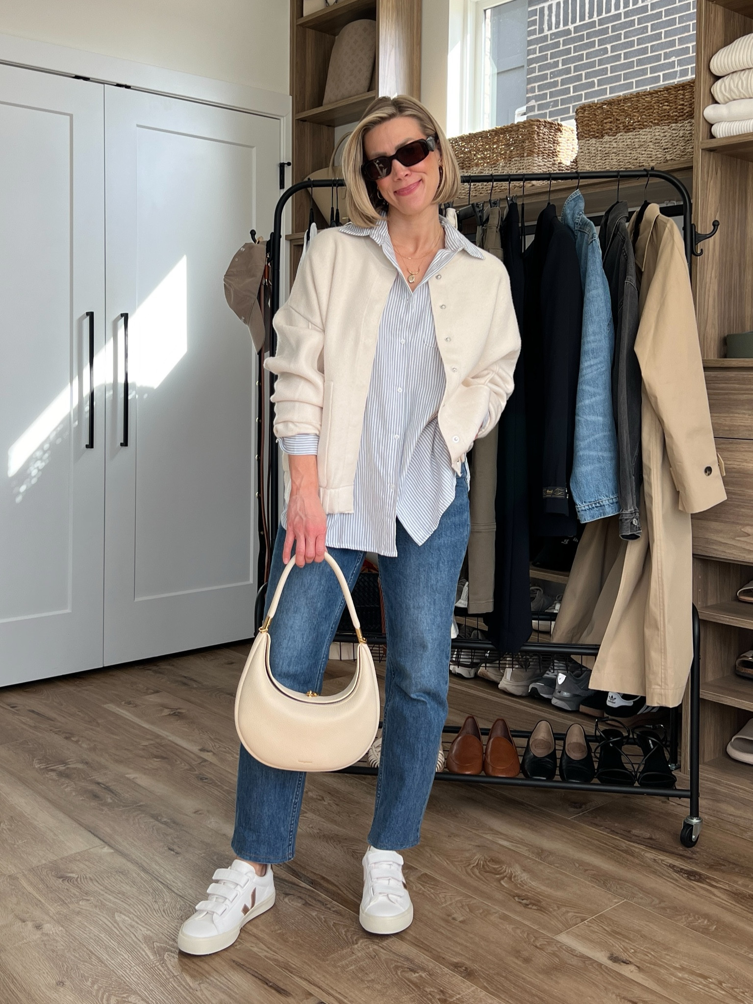 Wearing XS button-up shirt, 26/regular jeans, small knitted bomber jacket, sneakers tts 

#LTKfindsunder100 #LTKstyletip #LTKfindsunder50