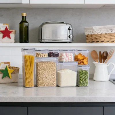 Airtight Food Storage Containers Set, 11-Piece BPA-Free Plastic Canisters With Lids For Kitchen Pantry Organization, Includes Labels And Measuring Cup | Wayfair North America